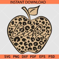Leopard print apple teacher SVG, Animal Prints Teacher Apple SVG