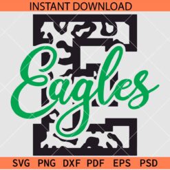 Leopard prints Letter E Eagles SVG, Animal Prints Letter E eagles SVG