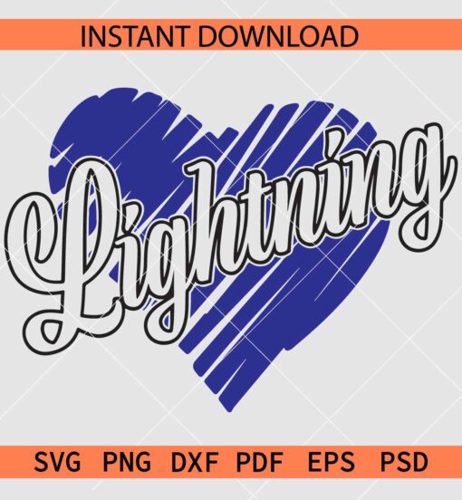 Lightning Heart Symbol Sports SVG, Leopard Prints Heart Lightning SVG