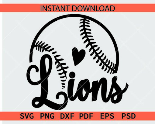 Lions Baseball Ball Sketch SVG, Lions Baseball Ball Décor SVG