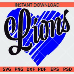 Lions Scribble Heart Symbol SVG, Lions Sports Love Décor SVG