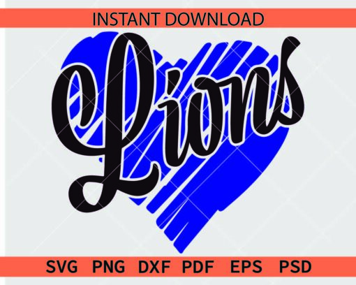 Lions Scribble Heart Symbol SVG, Lions Sports Love Décor SVG
