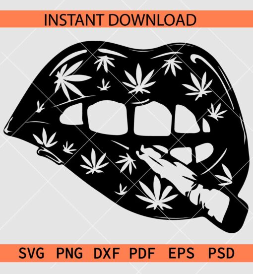 Lips Smoking Weed SVG, Marijuana Lips Smoking  SVG, Cannabis Lips SVG