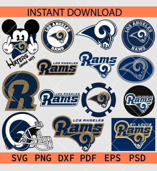 Los Angels Rams Bundle SVG, Los Angels Rams Logo Bundle SVG, The Rams Bundle SVG