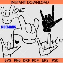 Love Hand Bundle SVG, Love Hand Sign SVG, Love hand ASL SVG