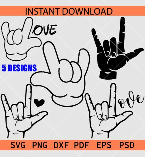 Love Hand Bundle SVG, Love Hand Sign SVG, Love hand ASL SVG