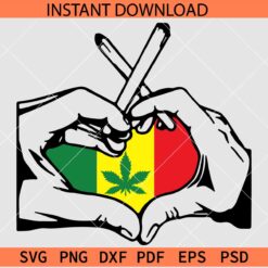 Love Hand Sign with Rasta Color flag Weed SVG, 420 Love Hand Marijuana SVG
