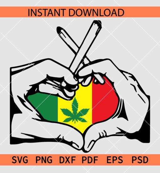 Love Hand Sign with Rasta Color flag Weed SVG, 420 Love Hand Marijuana SVG
