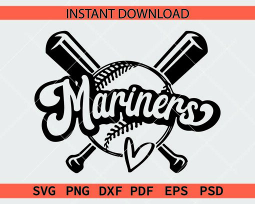 Mariners Baseball Ball and Hit Sticks SVG, Seattle Mariners Baseball Ball SVG