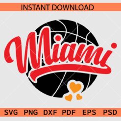 Miami Basketball Hearts SVG, Miami Basketball Ball Vector SVG
