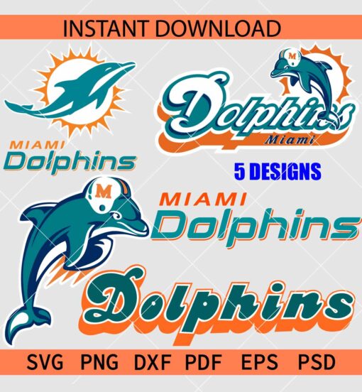 Miami Dolphins Bundle SVG, The Dolphins Logo SVG Bundle SVG