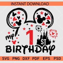 Mickey Birthday 1 SVG, Mickey Ears first birthday Vector SVG