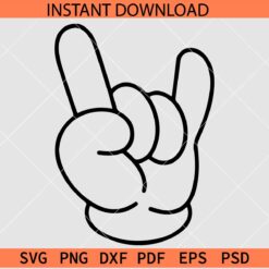 Mickey Mouse Rock on Hand Sign SVG, Disney Rock on Hand ASL SVG