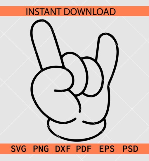 Mickey Mouse Rock on Hand Sign SVG, Disney Rock on Hand ASL SVG