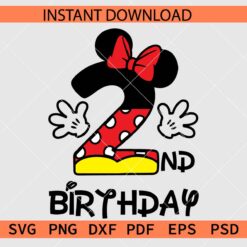 Minnie Ears and Bow 2nd Birthday Décor SVG