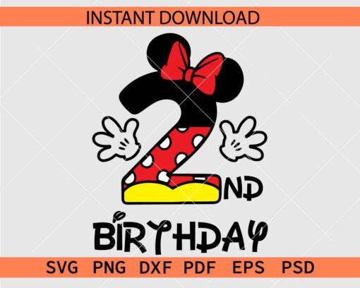Minnie Ears and Bow 2nd Birthday Décor SVG