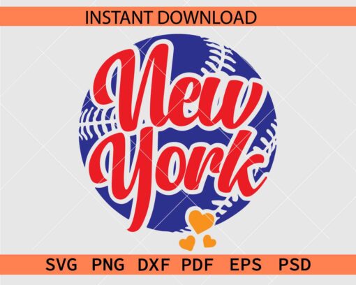 New York Baseball Ball Vector SVG, New York Baseball Ball Décor SVG