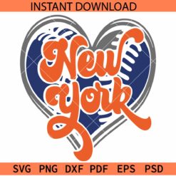 New York Baseball Heart SVG, New York Baseball inside Heart Symbol SVG