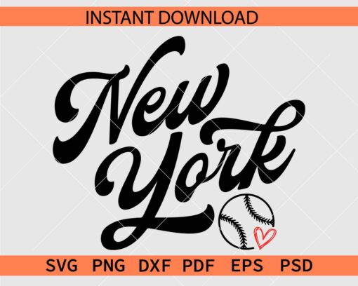 New York Baseball Heart Symbol SVG, New York Baseball SVG