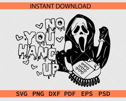 No You Hang Up Ghost Outline SVG, Screaming Ghost No You Hang Up outline SVG