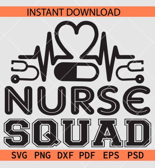 Nurse Squad Heart Rate SVG, Nurse Squad Stethoscope SVG