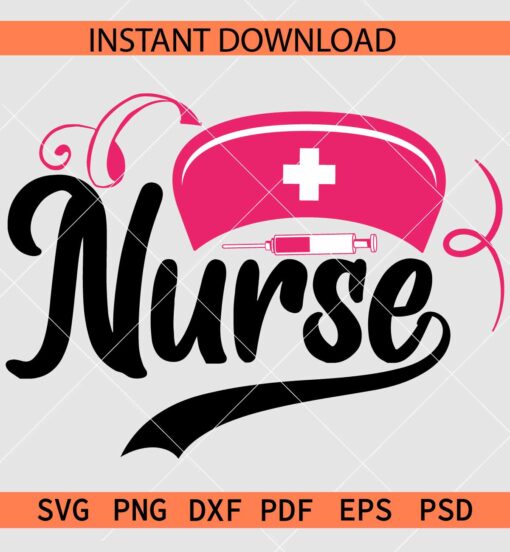 Nurse hat and needle  SVG, Nurse Vector SVG, Nurse Design SVG
