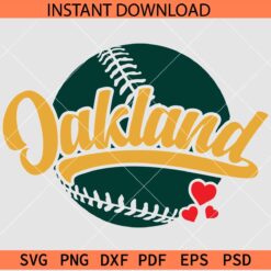 Oakland Baseball Hearts SVG, Oakland Raiders Baseball Ball Vector SVG