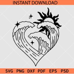 Ocean Waves Heart Symbol SVG, Love Symbol Waves SVG, Summer Vector SVG