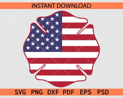 Patriotic Fire Department Badge SVG, July 4th Fire Dept Badge SVG