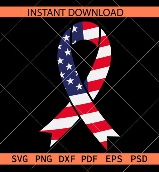 Patriotic Ribbon SVG, US Flag Inside Ribbon SVG, 4th of July Ribbon SVG