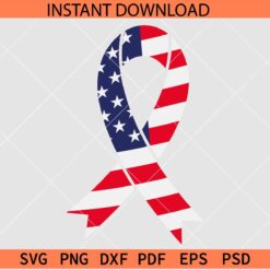 Patriotic Ribbon SVG, US Flag Inside Ribbon SVG, 4th of July Ribbon SVG