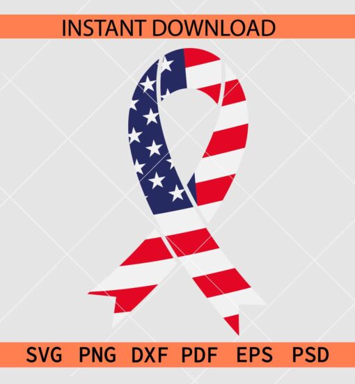 Patriotic Ribbon SVG, US Flag Inside Ribbon SVG, 4th of July Ribbon SVG