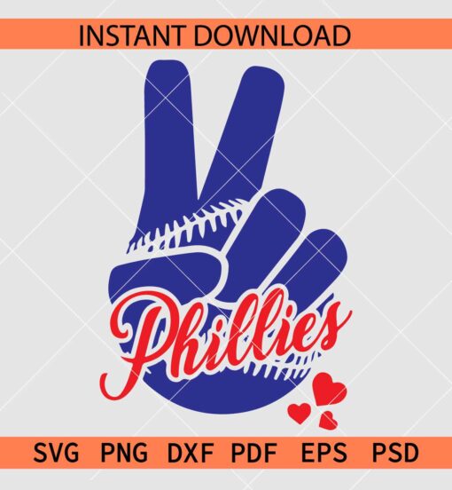 Peace Sign Baseball Ball Phillies SVG, Phillies Peace Sign Ball ASL