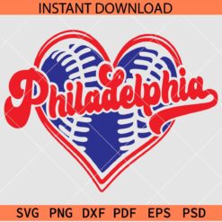 Philadelphia Baseball Through Heart Symbol SVG, Philadelphia Baseball Ball Love SVG