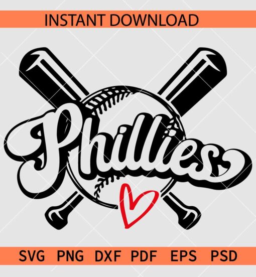 Phillies Baseball Ball and Hit Sticks SVG, Philadelphia Phillies Baseball SVG