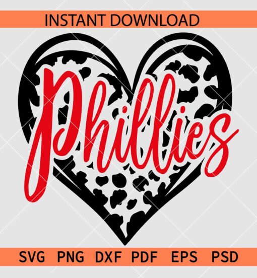 Phillies inside Leopard Prints Heart SVG, Cheetah Prints Love symbol Phillies SVG