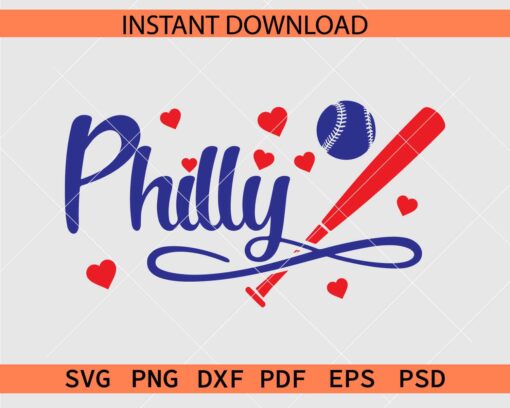 Philly Baseball Ball with Hit Stick SVG