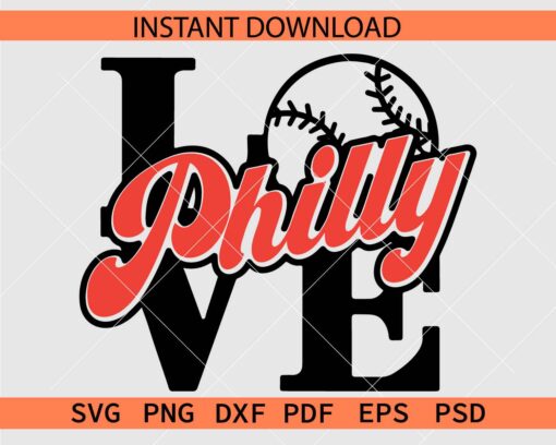 Philly Baseball Love Name SVG, Philly Baseball Love Phrase SVG