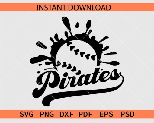 Pirates Splash Baseball SVG, Baseball Ball Splash Pirates SVG