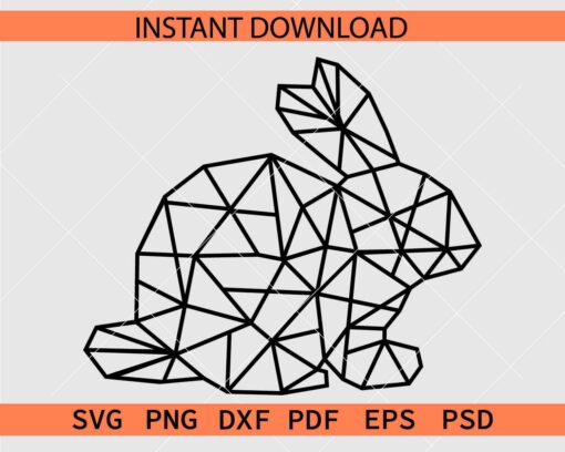 Polygonal bunny Sketch SVG, Geometric Bunny Décor SVG