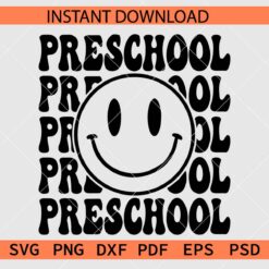 Preschool stacked smile SVG, Pre School Smiley Face Stacked SVG