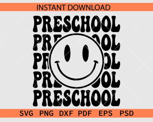 Preschool stacked smile SVG, Pre School Smiley Face Stacked SVG