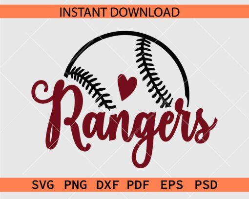 Rangers Baseball Ball Sketch SVG, Rangers Baseball Ball Vector SVG