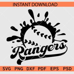 Rangers Splash Baseball SVG, Baseball Ball Splash Rangers SVG