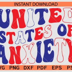 Red and Blue United States of Anxiety SVG, Text United States of Anxiety Flag Colors SVG