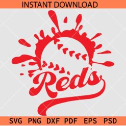 Reds Baseball Splash SVG, Reds Tail Baseball SVG, The Reds Baseball SVG