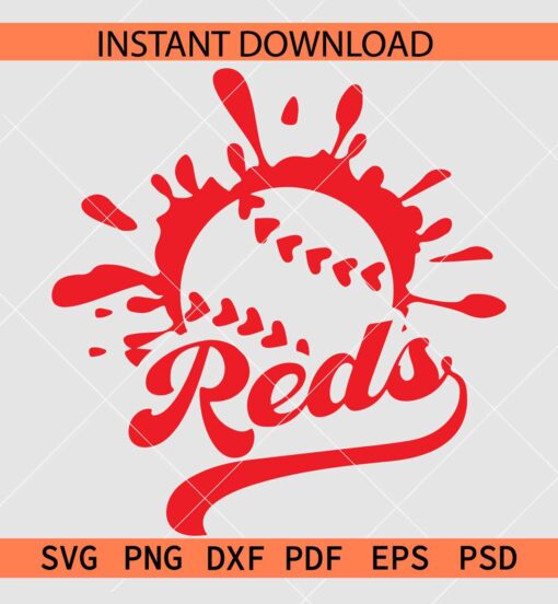 Reds Baseball Splash SVG, Reds Tail Baseball SVG, The Reds Baseball SVG