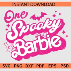 Retro One Spooky Barbie SVG, One Spooky Barbie Bat and Spider Web SVG