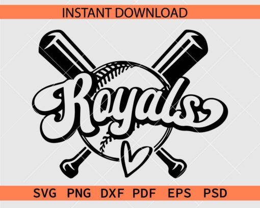Royals Baseball Hit Sticks SVG, Royals Baseball Ball Hit Sticks Décor SVG