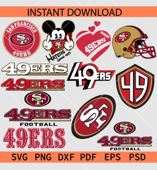 San Francisco 49ers Football Bundle SVG, SF 49ers Football Logo Bundle SVG